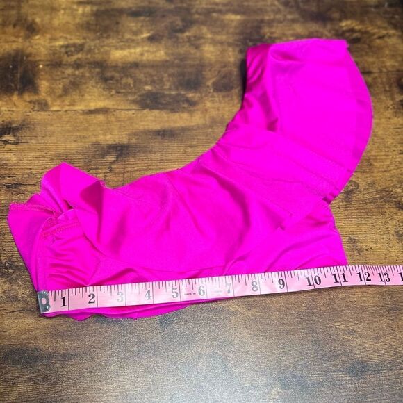 Trina Turk Swim Women's One Shoulder Ruffle Bandeau Swim in Hot Pink. Sz 4. NWT! - Picture 11 of 12